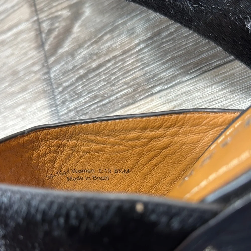 Trask Black Fur-Textured Mules woman’s size 8.5 (s28)